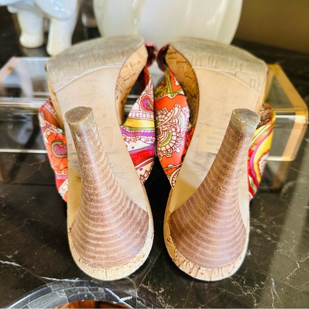 UNISA VIBRANT CLOTH PAISLEY STRAP HIGH HEEL SIZE 9M W/ 4” HEEL GOOD STYLISH - Picture 9 of 11